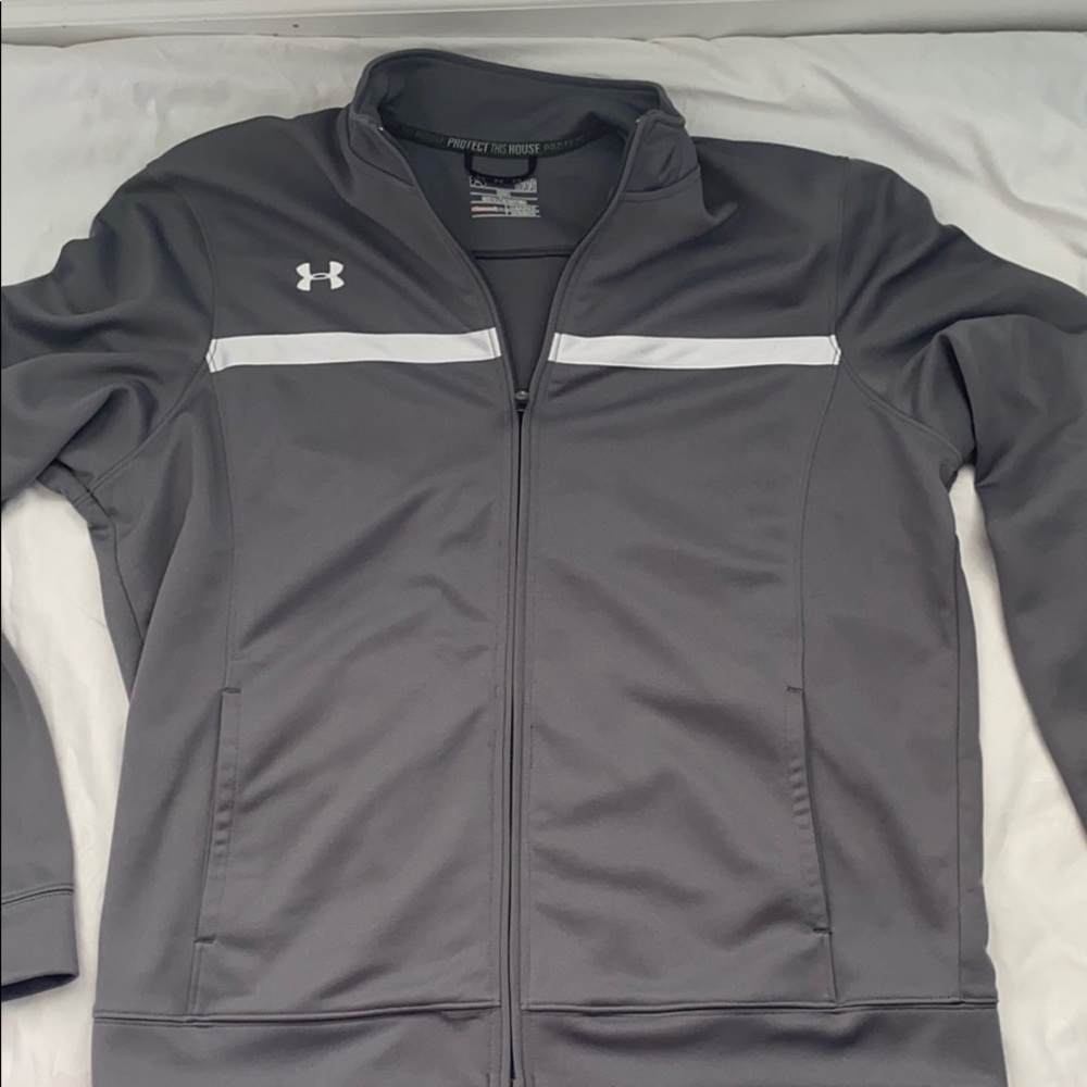 gray under armour jacket